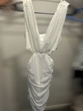 AKIRA Always A Slay This Way Sequin Ruched Mini Dress